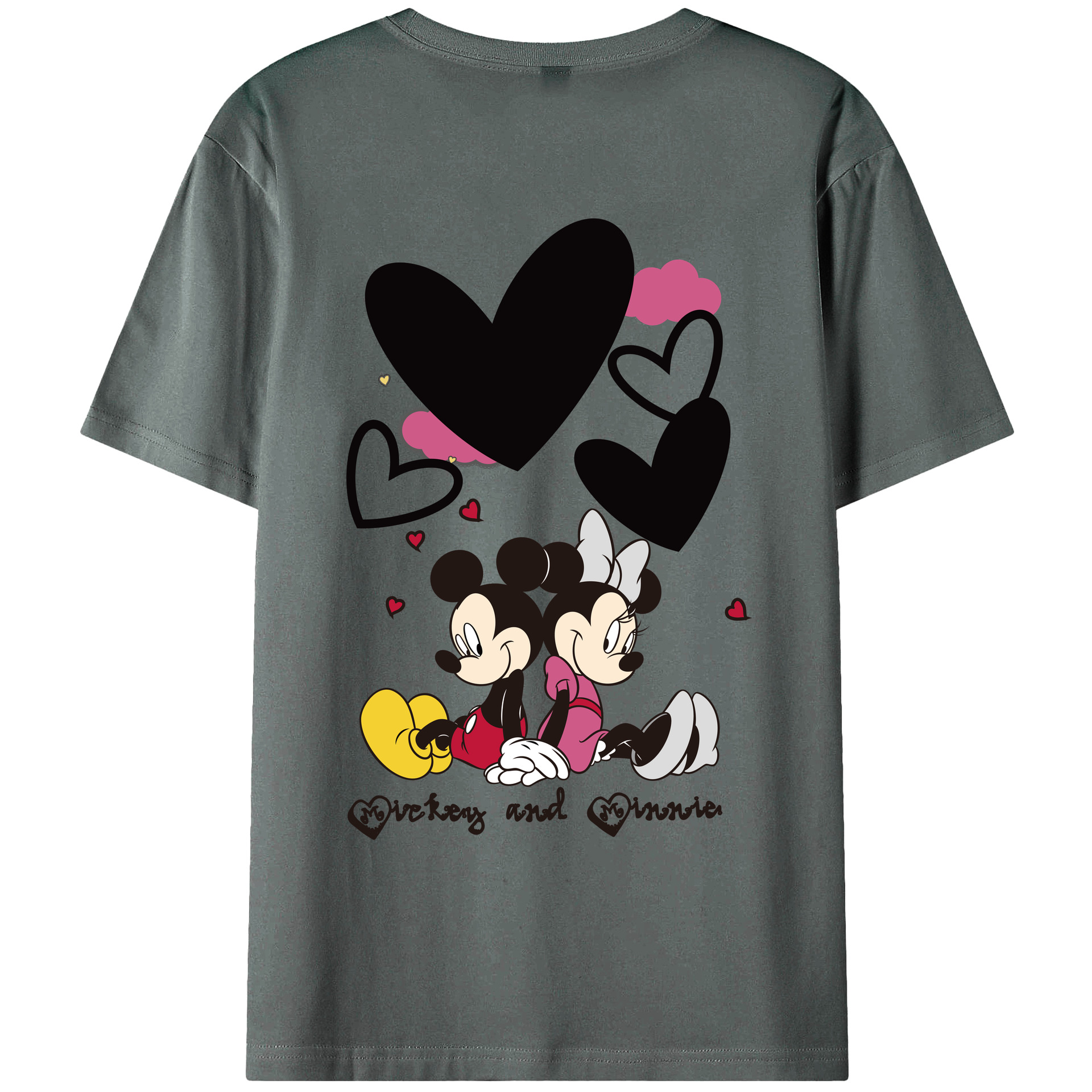 ミッキーマウス Mickey Mouse 綿100％ メンズ半袖Tシャツ（バックプリント） 通気性